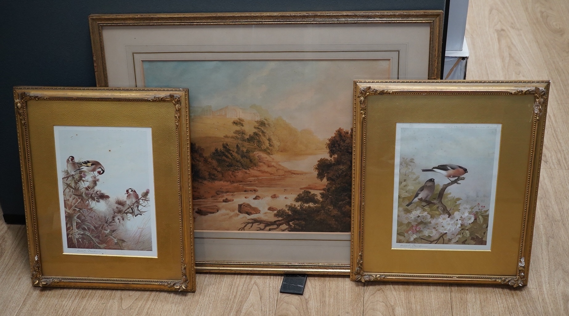 Archibald Thorburn (1860-1935), pair of coloured prints, Birds on branches, signed in pencil, published by A Baird - Carter, London 1915 and 1916, 27 x 20cm, gilt framed. Condition - fair, spots of foxing together with 1